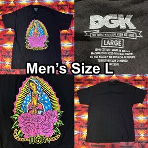 DGK Black T-Shirt Mens Sz Large Virgin Mary Streetwear Skate Virgen De Guadalupe